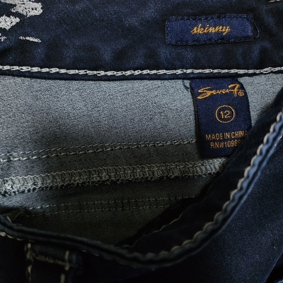 Seven 7 skinny streched jeans pockets rhinestones size 12 - Picture 8 of 8